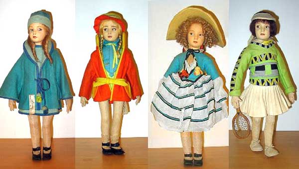 400 Series Lenci dolls, 1920's, in the private collection of R. John and Susan Wright 